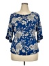 West Kei 100% Polyester Blue 3/4 Sleeve Blouse Size XXL - photo 1