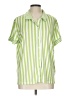 Muk Luks Stripes Green Short Sleeve Blouse Size L - photo 1