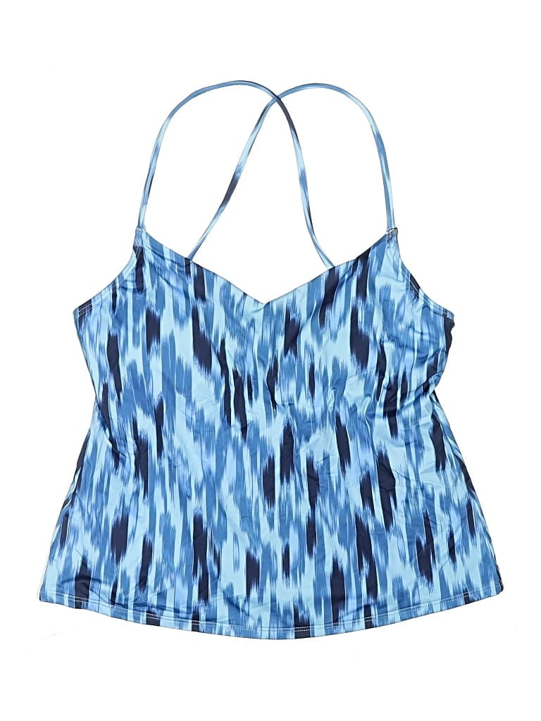 Pre-owned L.l.bean Swimsuit Top Blue Print Pattern Swimwear