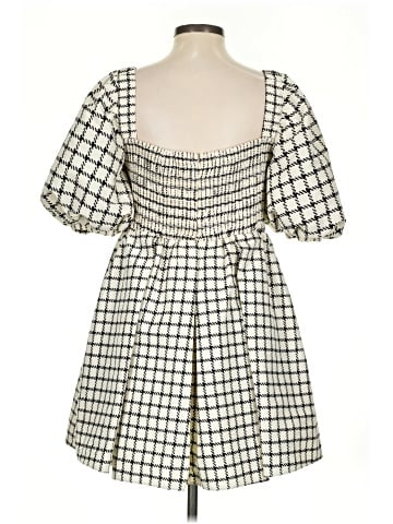 Self-Portrait Puff-Sleeve Checked Taffeta Mini Dress (view 2)
