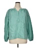 Talbots 100% Linen Teal Long Sleeve Blouse Size 1X - photo 1