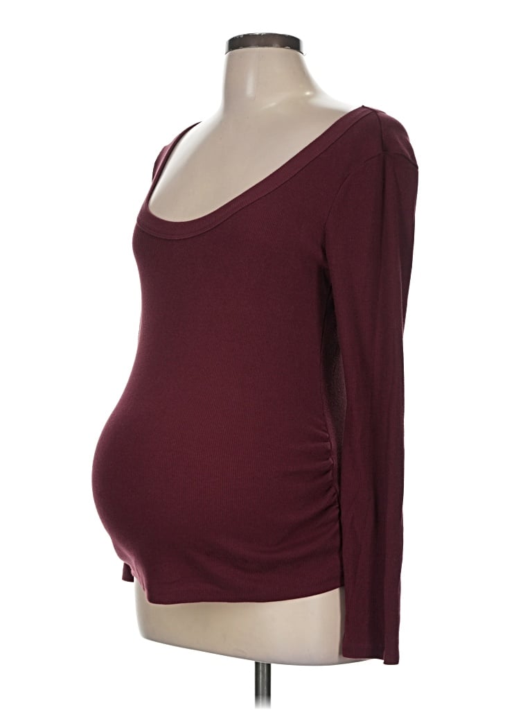 Pre-owned Old Navy - Maternity Long Sleeve T-shirt In Burgundy