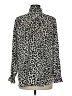 J.Crew 100% Silk Animal Print Silver Long Sleeve Silk Top Size 8 - photo 2