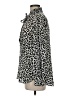 J.Crew 100% Silk Animal Print Silver Long Sleeve Silk Top Size 8 - photo 5