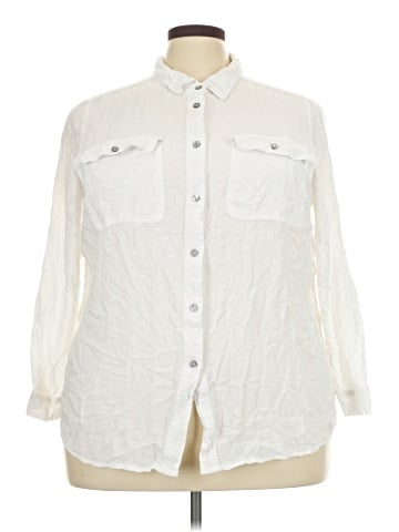 Woman Within Long Sleeve Button-Down Shirt (view 1)