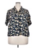 Uniqlo 100% Rayon Floral Blue Short Sleeve Blouse Size XXL - photo 1