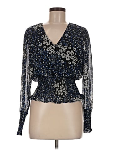 Aqua Long Sleeve Blouse (view 1)