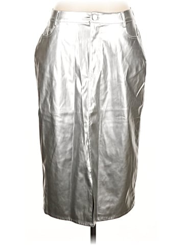 Porridge Faux Leather Skirt (view 1)
