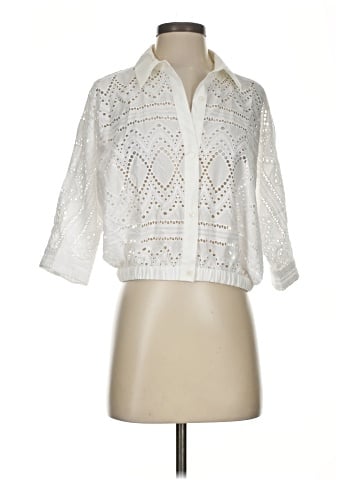 White House Black Market 3/4 Sleeve Button-Down Shirt (view 1)