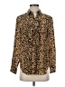 J.Crew 100% Silk Animal Print Gold Long Sleeve Silk Top Size 0 - photo 1