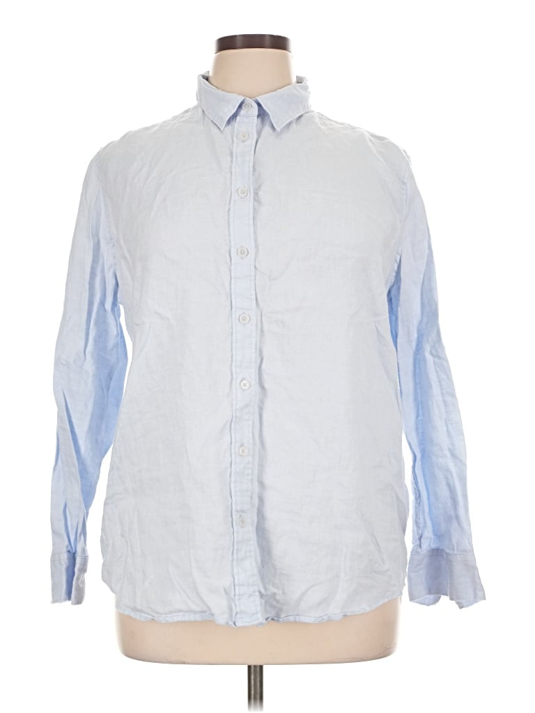 Pre-owned Quince Long Sleeve Button Down Shirt In Blue