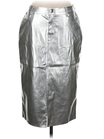 Porridge Faux Leather Skirt (view 1)