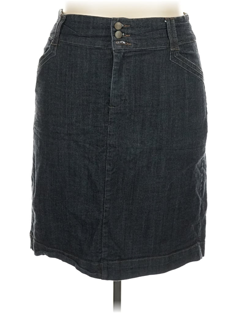 Pre-owned Ashley Stewart Denim Skirt In Gray