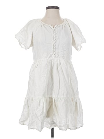 Madewell Linen-Blend Flutter-Sleeve Tiered Mini Dress (view 1)