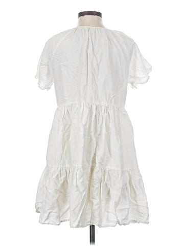 Madewell Linen-Blend Flutter-Sleeve Tiered Mini Dress (view 2)