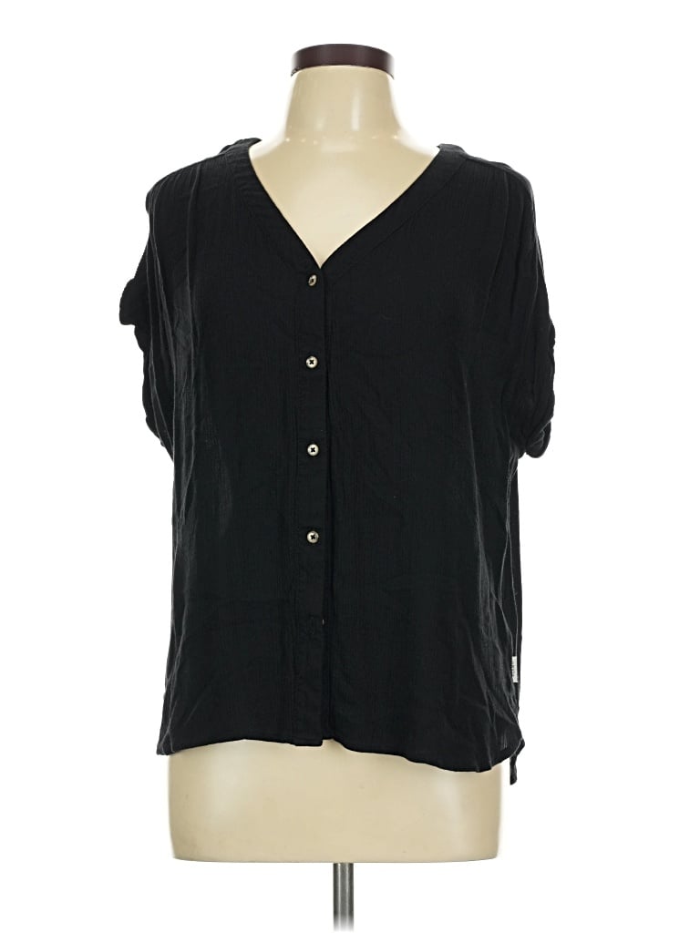 Pre-owned Orvis Short Sleeve Blouse In Black