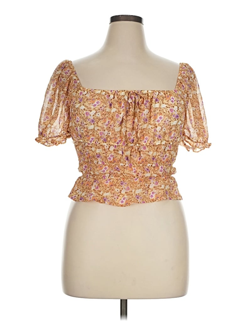 Mi Ami Short Sleeve Blouse In Gold