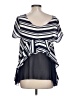 Maeve 100% Polyester Stripes Blue Short Sleeve Top Size L - photo 2
