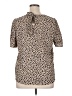 Papermoon 100% Polyester Animal Print Tan Short Sleeve Top Size XL - photo 2