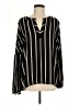 Ann Taylor LOFT 100% Polyester Stripes Black Long Sleeve Blouse Size M - photo 1