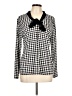 Charter Club Houndstooth Black Long Sleeve Blouse Size L - photo 1
