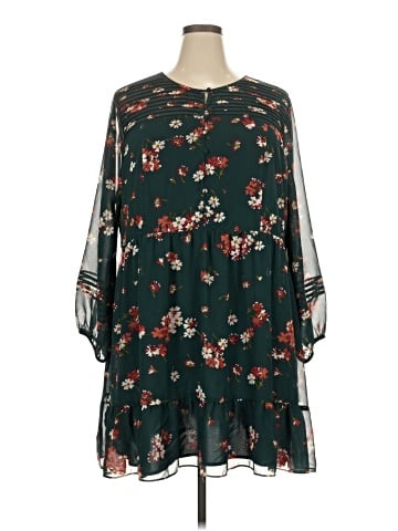 Madewell Sheer-Sleeve Pintuck Ruffle Dress in Spruce Blooms (view 1)