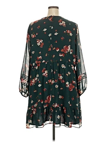 Madewell Sheer-Sleeve Pintuck Ruffle Dress in Spruce Blooms (view 2)