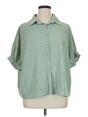 Shein Curve 3/4 Sleeve Button-Down Shirt (view 1)