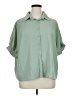 Shein Curve Solid Green 3/4 Sleeve Button-Down Shirt Size 14 Plus (1) - photo 1