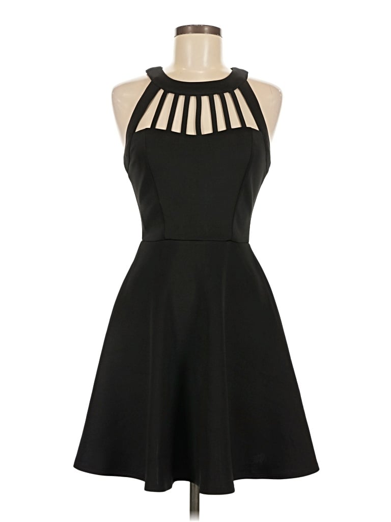 Pre-owned Three Pink Hearts Cocktail Dress In Black