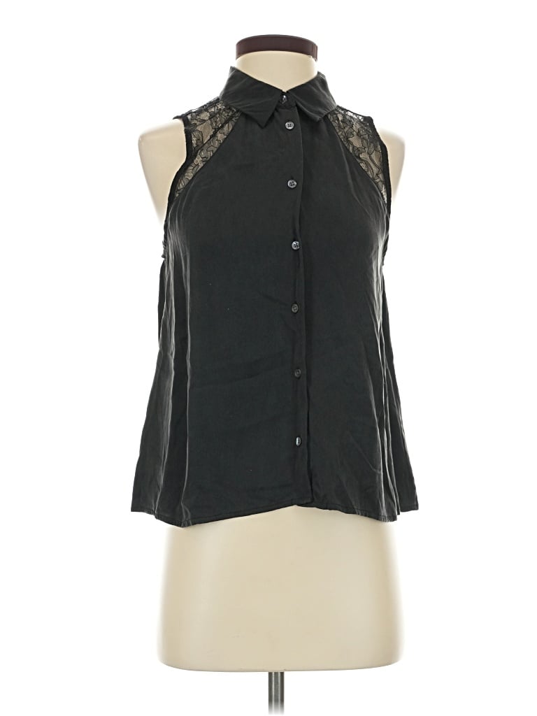 Pre-owned Equipment Sleeveless Silk Top Black Halter Neckline Tops