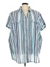 Roaman's Stripes Blue Short Sleeve Button-Down Shirt Size 34 W - photo 1