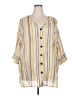 Fred David Stripes Yellow 3/4 Sleeve Blouse Size 2X - photo 1