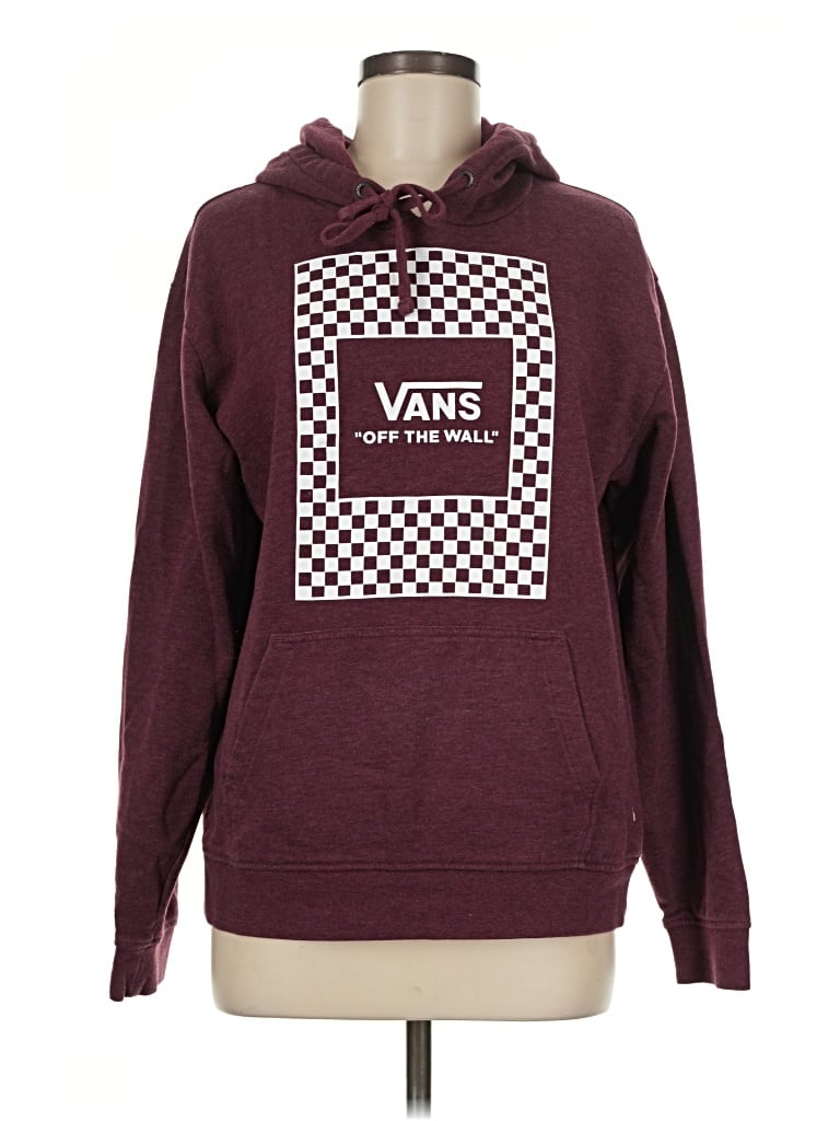 Pre-owned Vans Pullover Hoodie In Burgundy