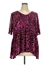 Cato Animal Print Purple Short Sleeve Blouse Size 24W - photo 1