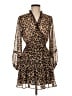 Zara 100% Polyester Animal Print Brown Cocktail Dress Size XS - photo 1