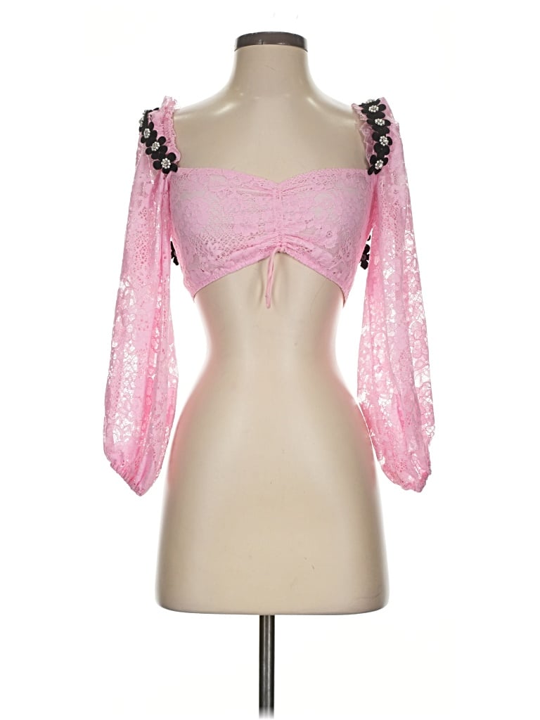 Pre-owned For Love & Lemons 3/4 Sleeve Blouse In Pink