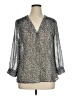 41Hawthorn 100% Polyester Metallic Silver Long Sleeve Blouse Size XL - photo 1