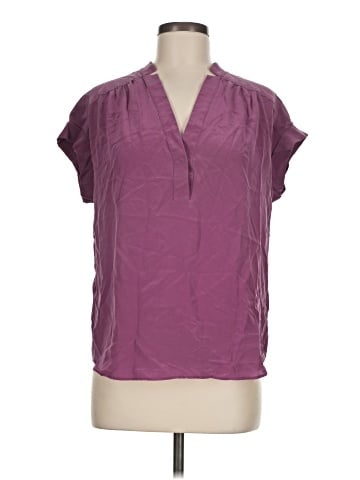 Lavender Brown Short Sleeve Silk Top (view 1)