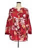 Roaman's 100% Cotton Floral Red 3/4 Sleeve Blouse Size 20W - photo 1