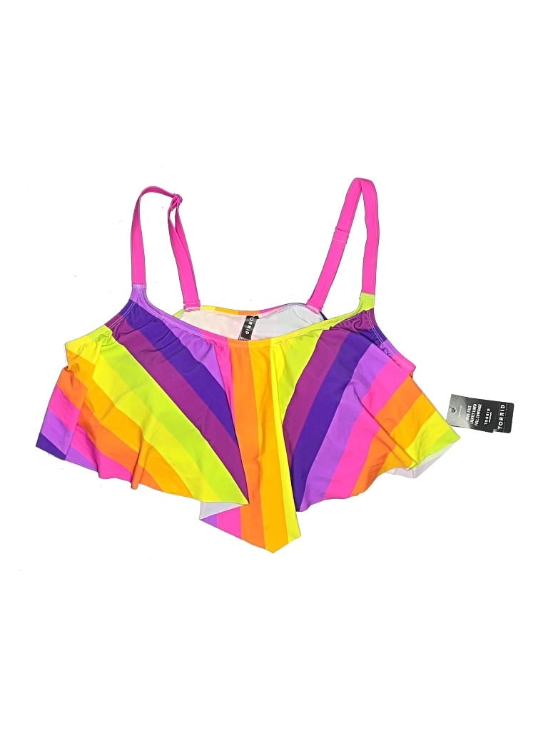 Pre-owned Torrid Swimsuit Top Purple Color Block Pattern Swimwear