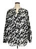 Calvin Klein 100% Polyester Houndstooth Silver Long Sleeve Blouse Size 2X - photo 1
