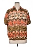 Erika Print Brown Short Sleeve Blouse Size 1X - photo 1