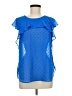 I Heart Ronson 100% Polyester Blue Short Sleeve Blouse Size M - photo 1