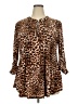 Cocomo Animal Print Brown 3/4 Sleeve Blouse Size 2X - photo 1