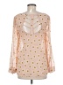 Miss Daisy 100% Polyester Polka Dots Pink Long Sleeve Blouse Size M - photo 2
