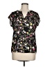 Pleione 100% Polyester Floral Black Short Sleeve Blouse Size M - photo 1