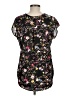 Pleione 100% Polyester Floral Black Short Sleeve Blouse Size M - photo 2
