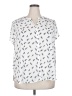 Monday Fun 100% Polyester Print White Short Sleeve Blouse Size 2X - photo 1