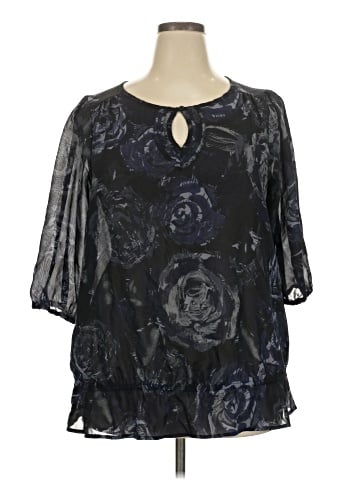 Just My Size 3/4 Sleeve Blouse (view 1)